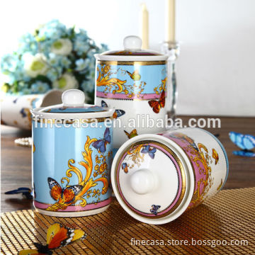 800CC Luxury Fine New Bone China Decorative Airtight Canister of Song of Joy